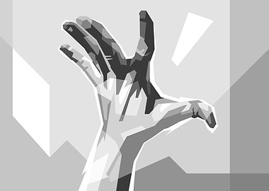 Reaching Hand in Geometric Style