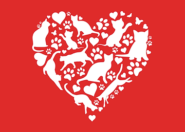 Cat Lover Valentine's Day Kitten Valentine Playful Cat Art Adorable Illustration