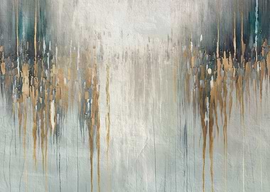 Abstract Gold Drip Painting