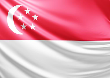 Singapore Flag, realistic flag of Singapore