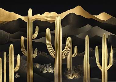 Golden Cactus Desert
