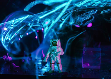 Astronaut in Neon Space
