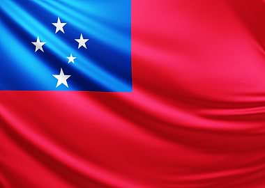 Samoan Flag, realistic flag of Samoa