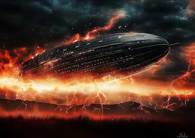 Hindenburg Airship in Flames