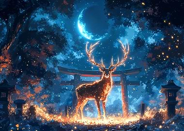 Magical Deer in Forest