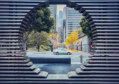 Cityscape Through Metal Frame