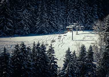 Snowy Ski Slope with Lift