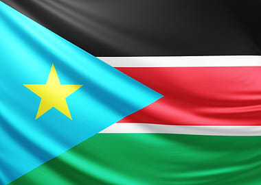 South Sudan Flag, realistic flag of Sudan