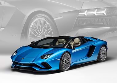 Blue Lamborghini Aventador Roadster