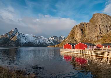 Red Cabins by the Fjord