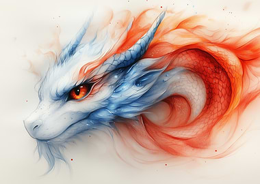 Watercolor Dragon Portrait