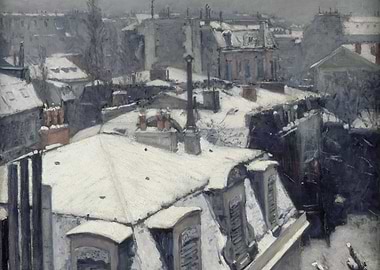 Snowy Paris Rooftops