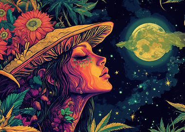 Psychedelic Woman Moon