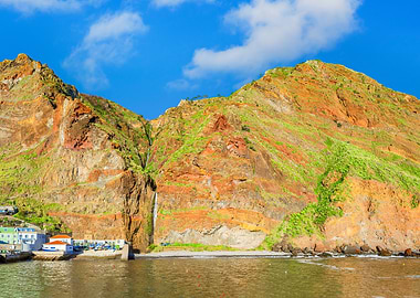Waterfall Cliffs Seascape