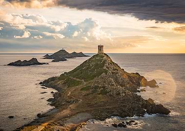 Coastal Tower at Sunset in Corsica