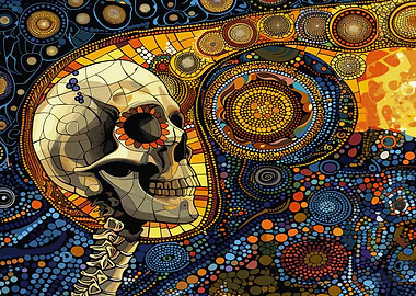 Mosaic Skull in Psychedelic Thoughts
