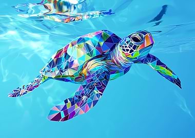 Colorful Geometric Sea Turtle