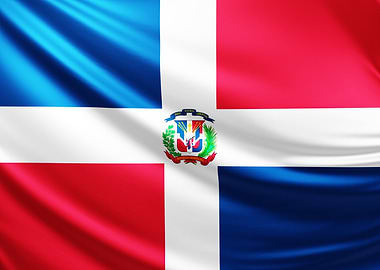 Dominican Republic Flag, realistic flag of Dominican Republic