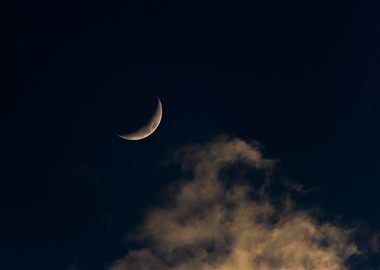 Crescent Moon in Night Sky