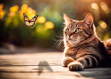 Cat Watching Butterfly