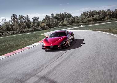 Red Sports Car on Track