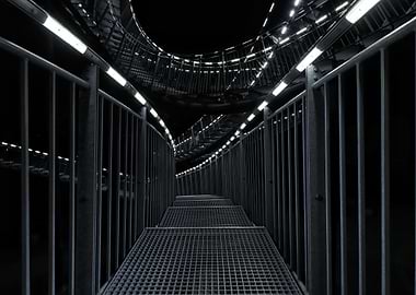 Metal Staircase in Darkness
