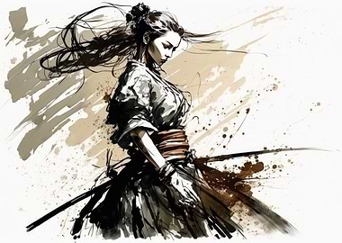 Samurai Woman with Sword