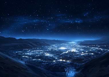 Night Cityscape Under Stars