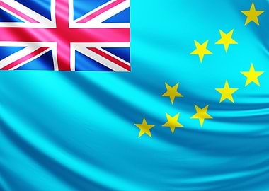 Tuvalu National Flag, Realistic Flag of Tuvalu