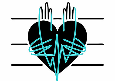Heart with EKG and Hands