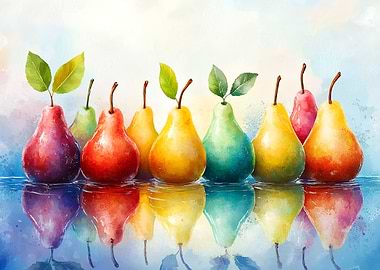 Rainbow Pears Still Life