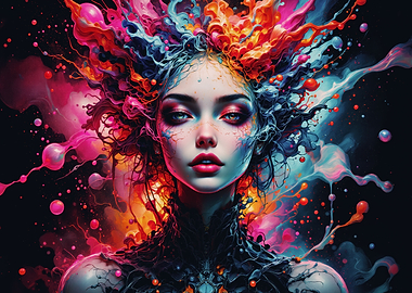 Woman in Colorful Splashes