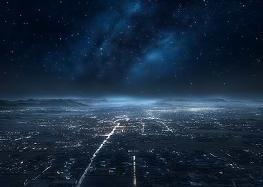 Night Cityscape Under Stars