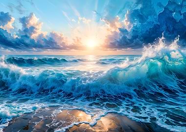 Ocean Sunset Waves