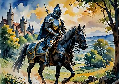 Medieval Knight on Horseback