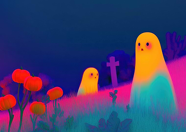 Neon Ghosts Halloween Night