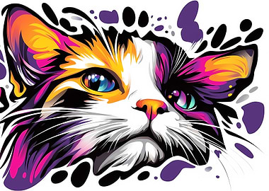 Colorful Cat Portrait