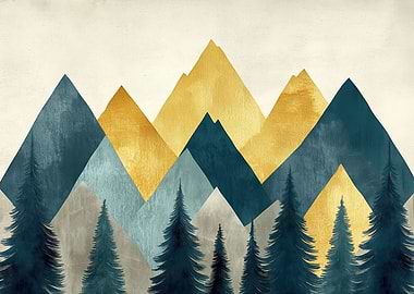 Golden Mountain Landscape