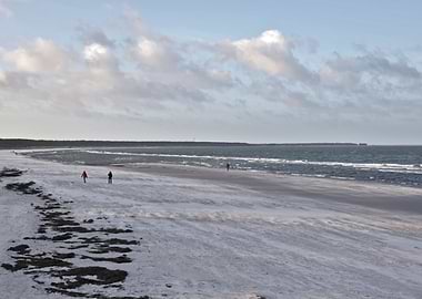 Sandy Beach with Distant Shoreline