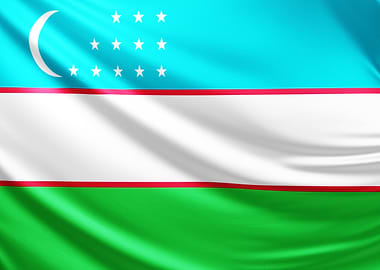 Uzbekistan Flag, realistic flag of Uzbekistan
