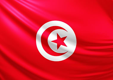 Tunisian Flag, realistic flag of Tunisia