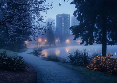 Misty Park Path