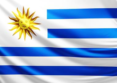 Uruguay Flag, realistic flag of Uruguay