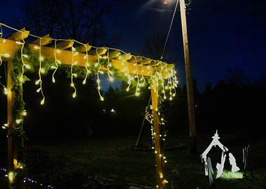 Christmas Lights and Nativity Scene