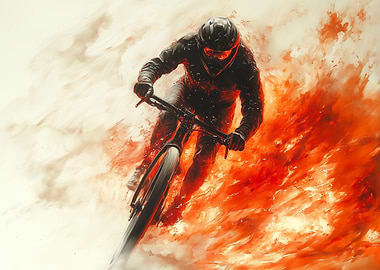 Mountain Biker in Flames