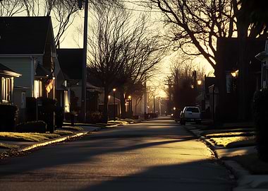 Suburban Street at Dusk
