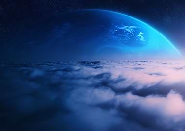 Blue Planet Above Clouds