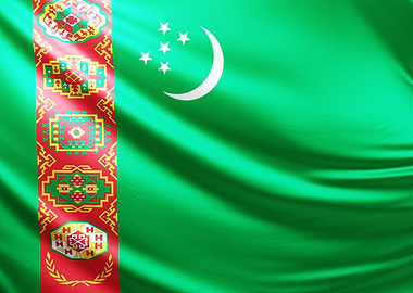 Turkmenistan Flag, realistic flag of Turkmenistan