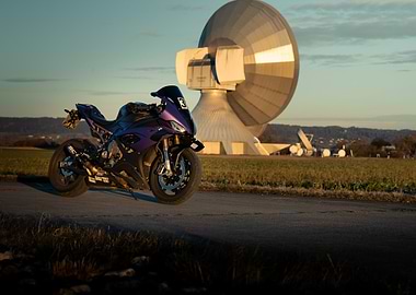 Purple Sportbike by Satellite Dish