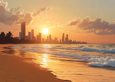 Sunset Cityscape Beach